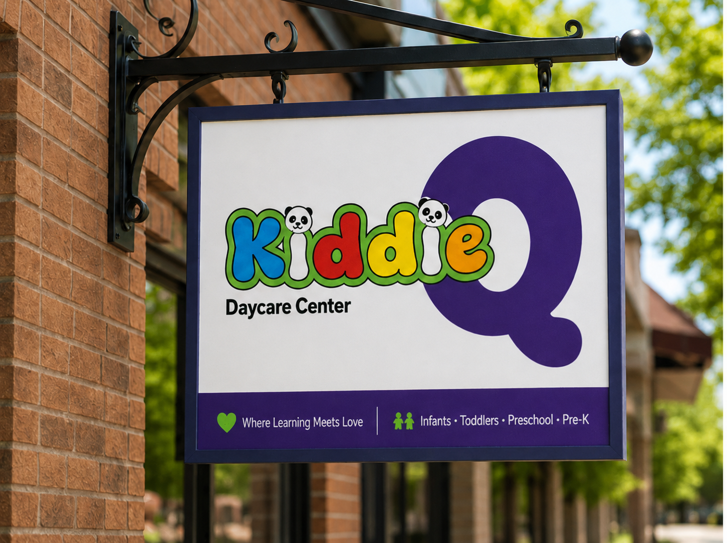 Kiddie Q outdoor daycare sign
