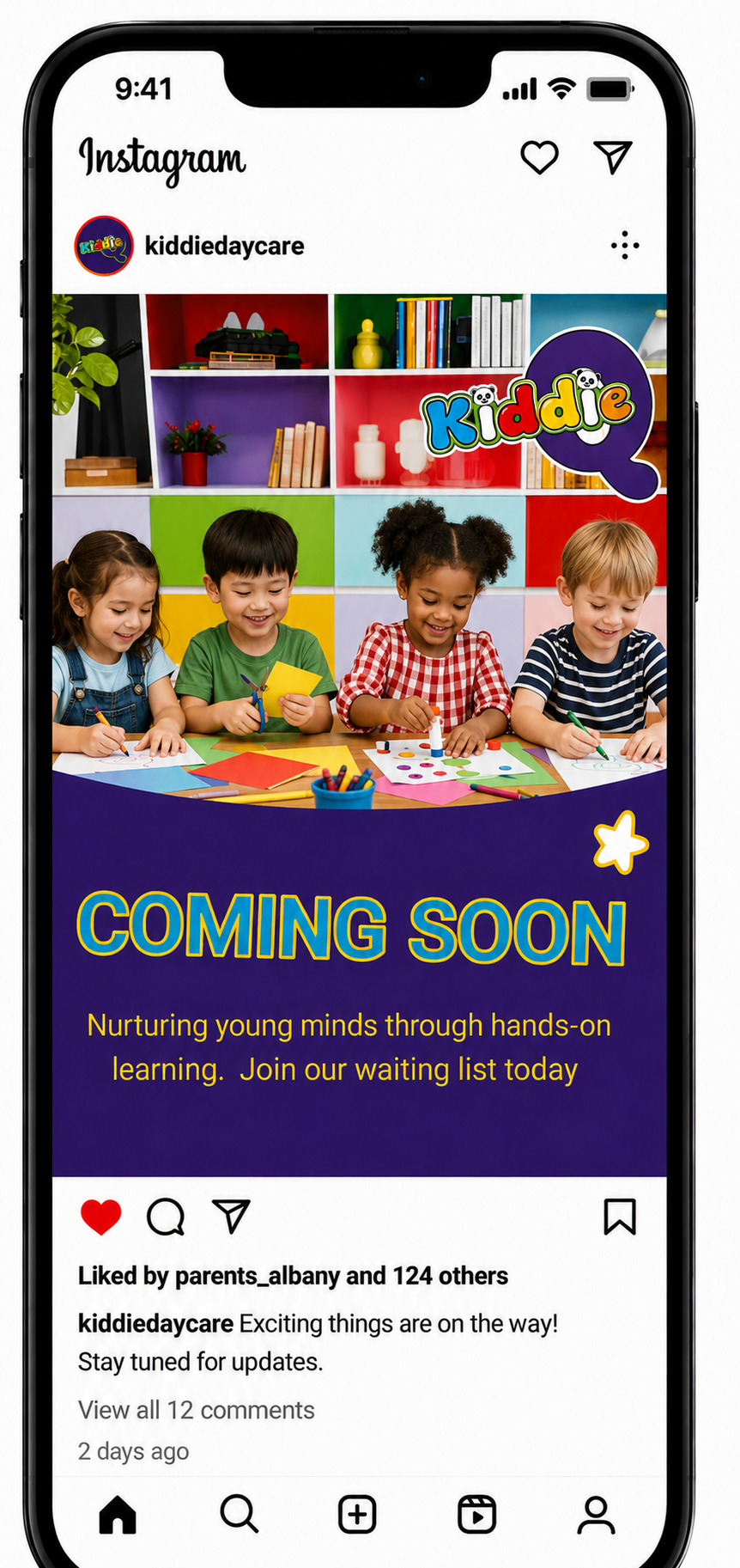 Kiddie Q hands-on learning Instagram phone mockup